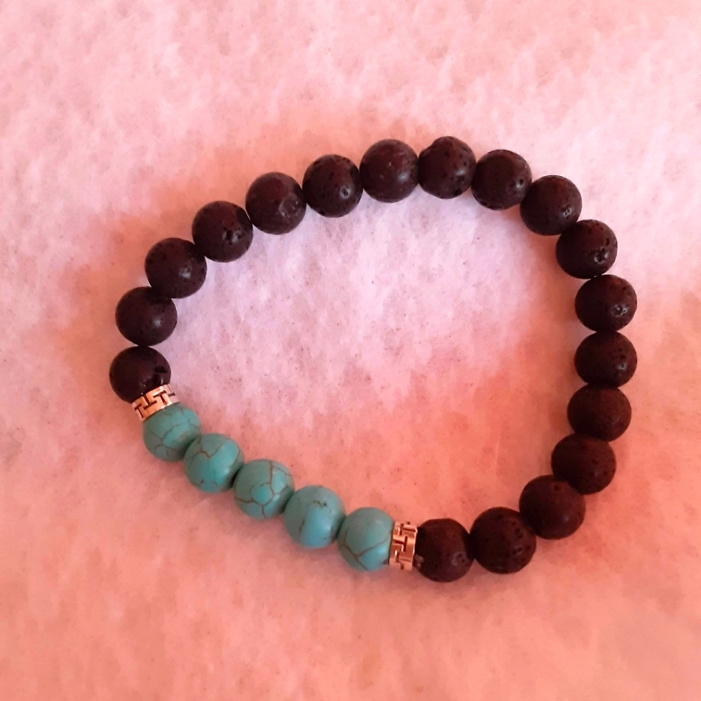 Lava stone and beads bracelet.